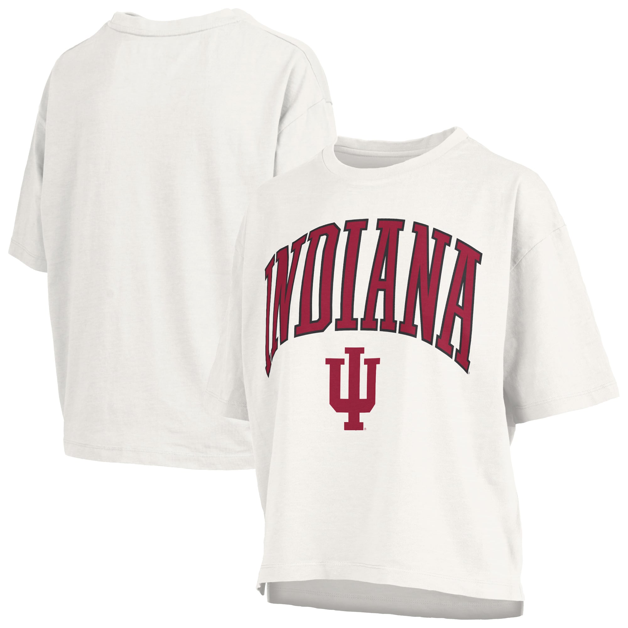 Women's Pressbox White Indiana Hoosiers Plus Size Nelson Motley Crew Oversized Slub T-Shirt