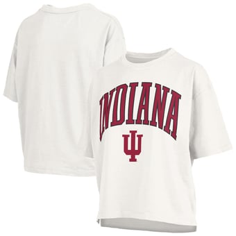 Women's Pressbox White Indiana Hoosiers Plus Size Nelson Motley Crew Oversized Slub T-Shirt