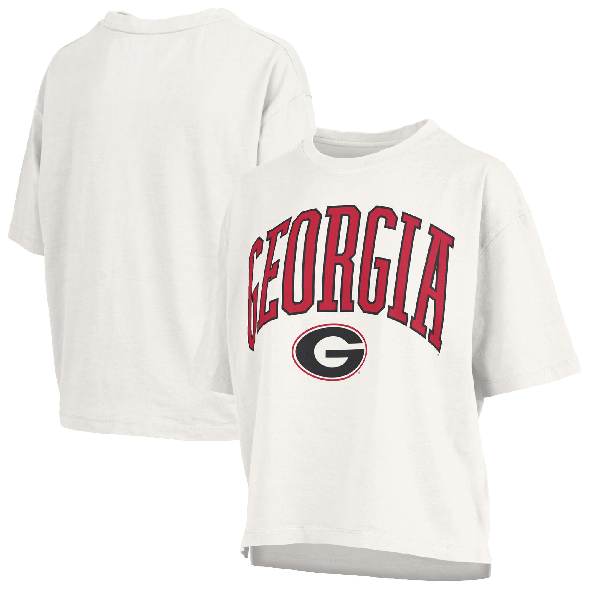 Women's Pressbox White Georgia Bulldogs Plus Size Nelson Motley Crew Oversized Slub T-Shirt