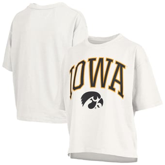 Women's Pressbox White Iowa Hawkeyes Plus Size Nelson Motley Crew Oversized Slub T-Shirt