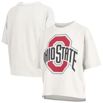 Women's Pressbox  White Ohio State Buckeyes Big Canvas Puff Castillo Motley Slub T-Shirt