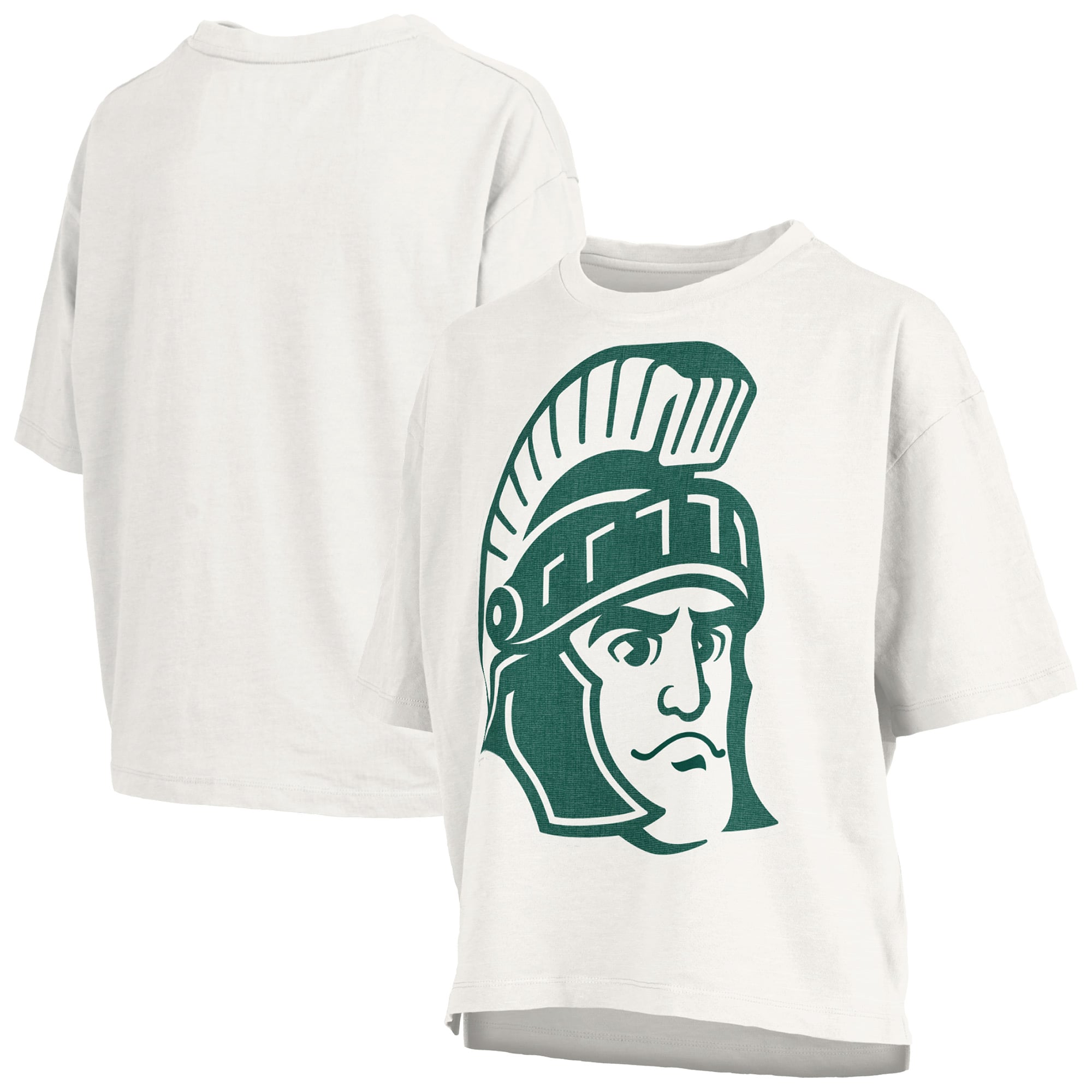 Women's Pressbox White Michigan State Spartans Big Canvas Puff Castillo Motley Slub T-Shirt