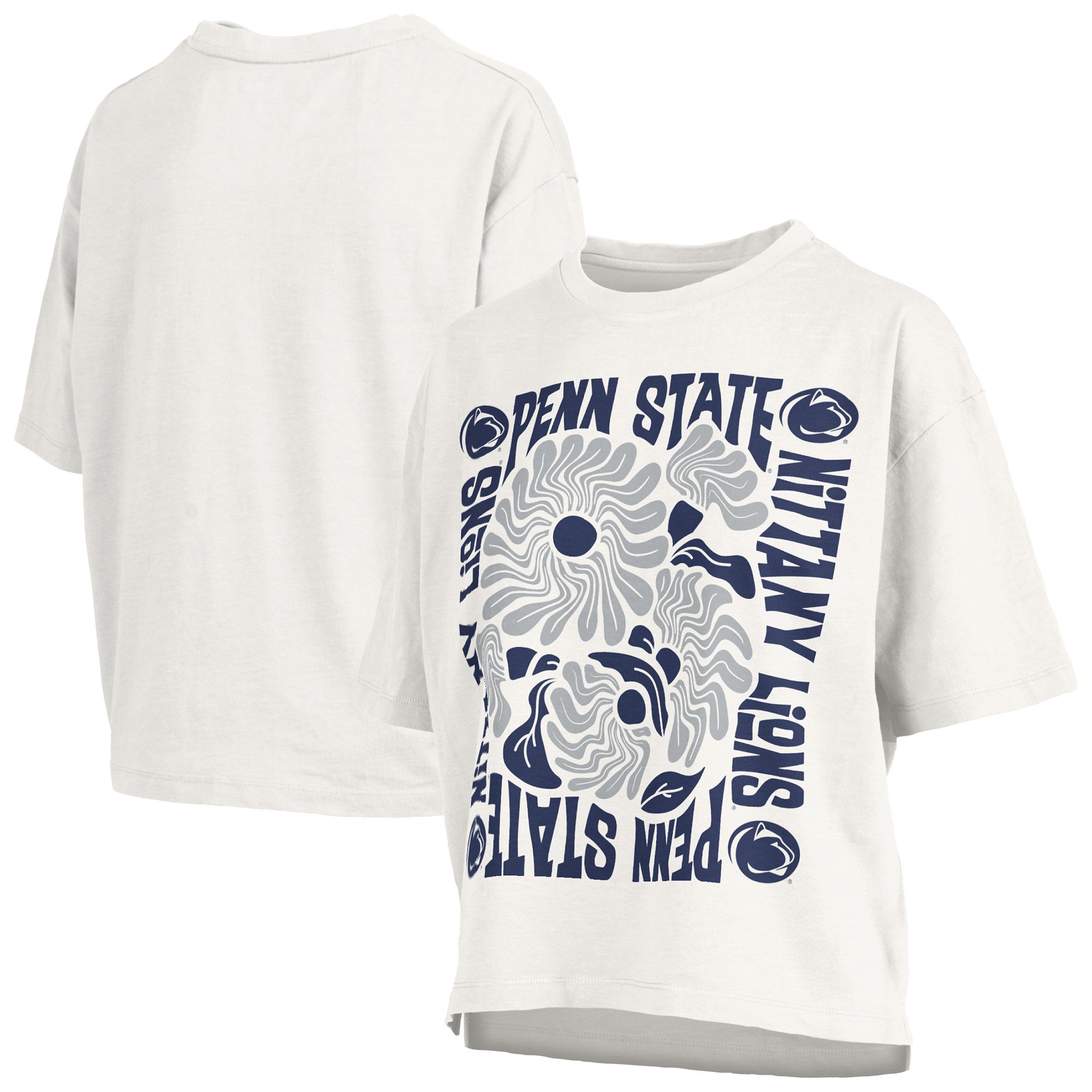 Women's Pressbox White Penn State Nittany Lions Elena Oversized Slub T-Shirt