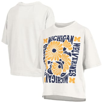 Women's Pressbox  White Michigan Wolverines Elena Oversized Slub T-Shirt
