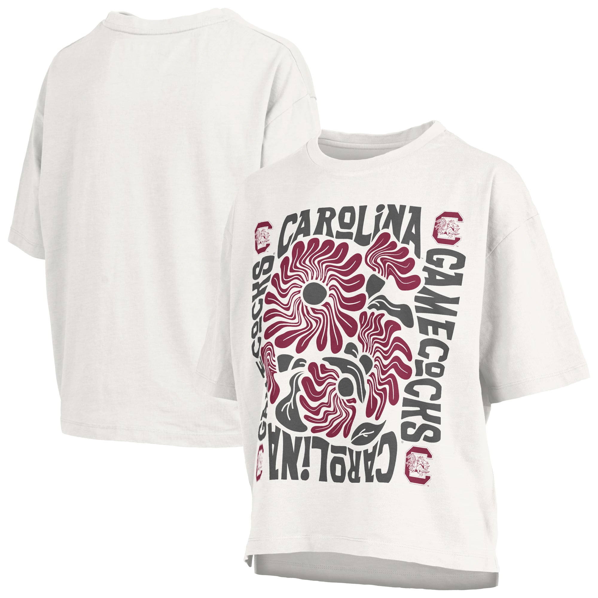 Women's Pressbox White South Carolina Gamecocks Elena Oversized Slub T-Shirt