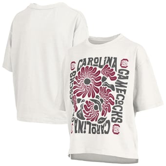 Women's Pressbox White South Carolina Gamecocks Elena Oversized Slub T-Shirt