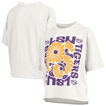Women's Pressbox White LSU Tigers Elena Oversized Slub T-Shirt