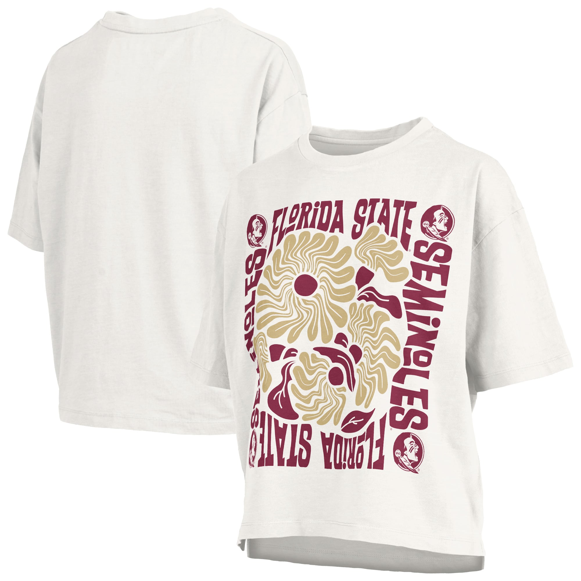 Women's Pressbox White Florida State Seminoles Elena Oversized Slub T-Shirt