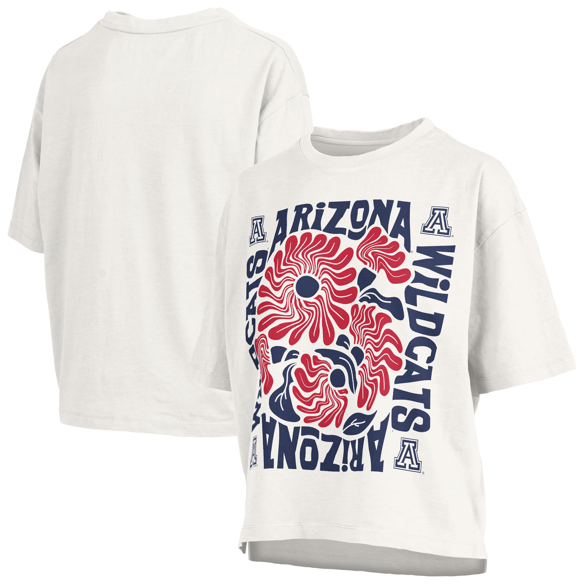 Women's Pressbox  White Arizona Wildcats Elena Oversized Slub T-Shirt