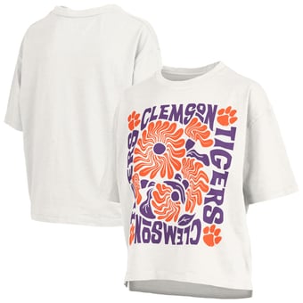 Women's Pressbox  White Clemson Tigers Elena Oversized Slub T-Shirt