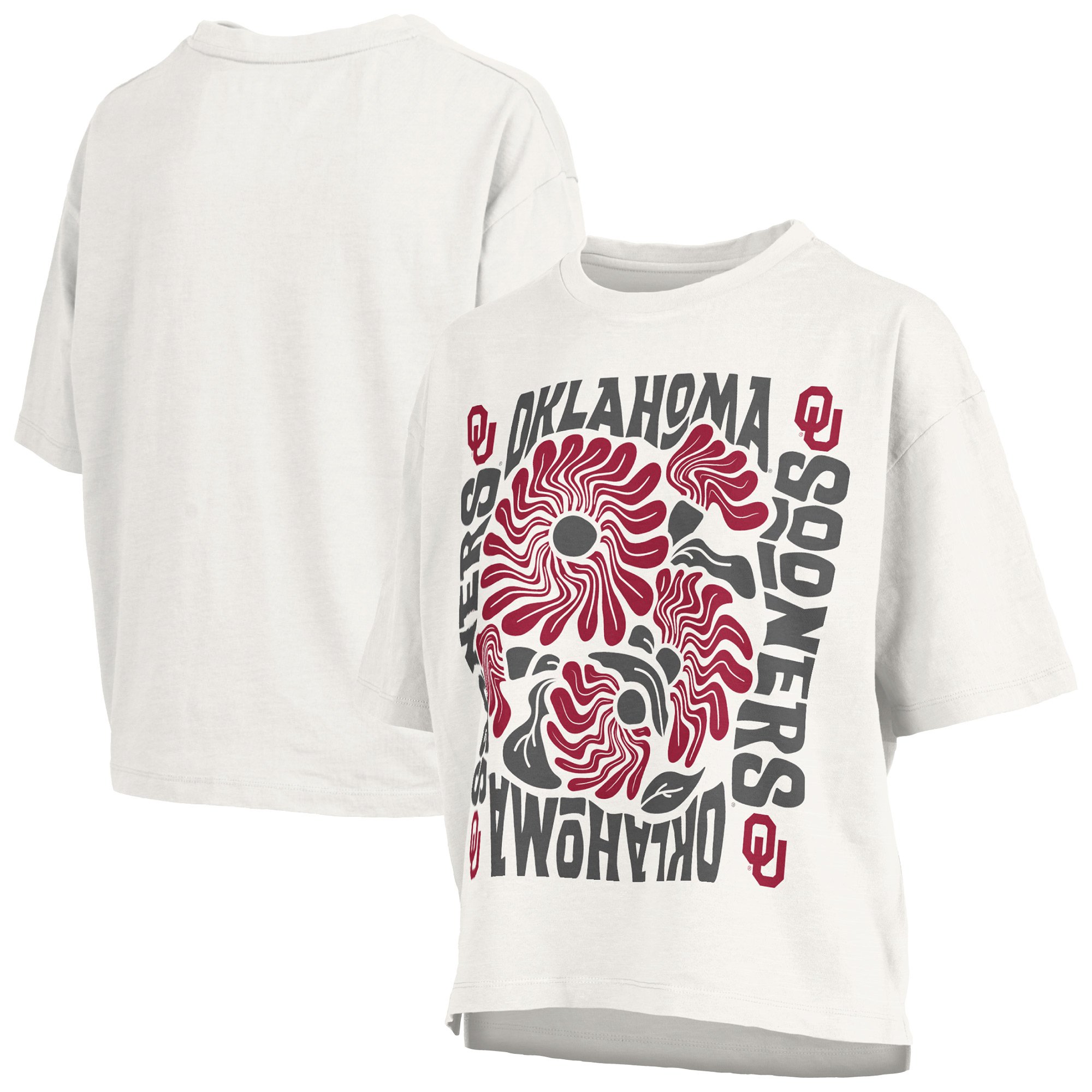Women's Pressbox  White Oklahoma Sooners Elena Oversized Slub T-Shirt