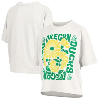 Women's Pressbox  White Oregon Ducks Elena Oversized Slub T-Shirt