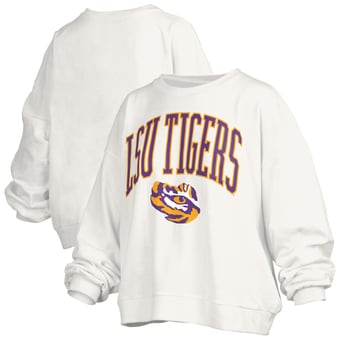 Women's Pressbox  White LSU Tigers Plus Size Nelson Janise Sweatshirt
