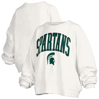 Women's Pressbox  White Michigan State Spartans Plus Size Nelson Janise Sweatshirt