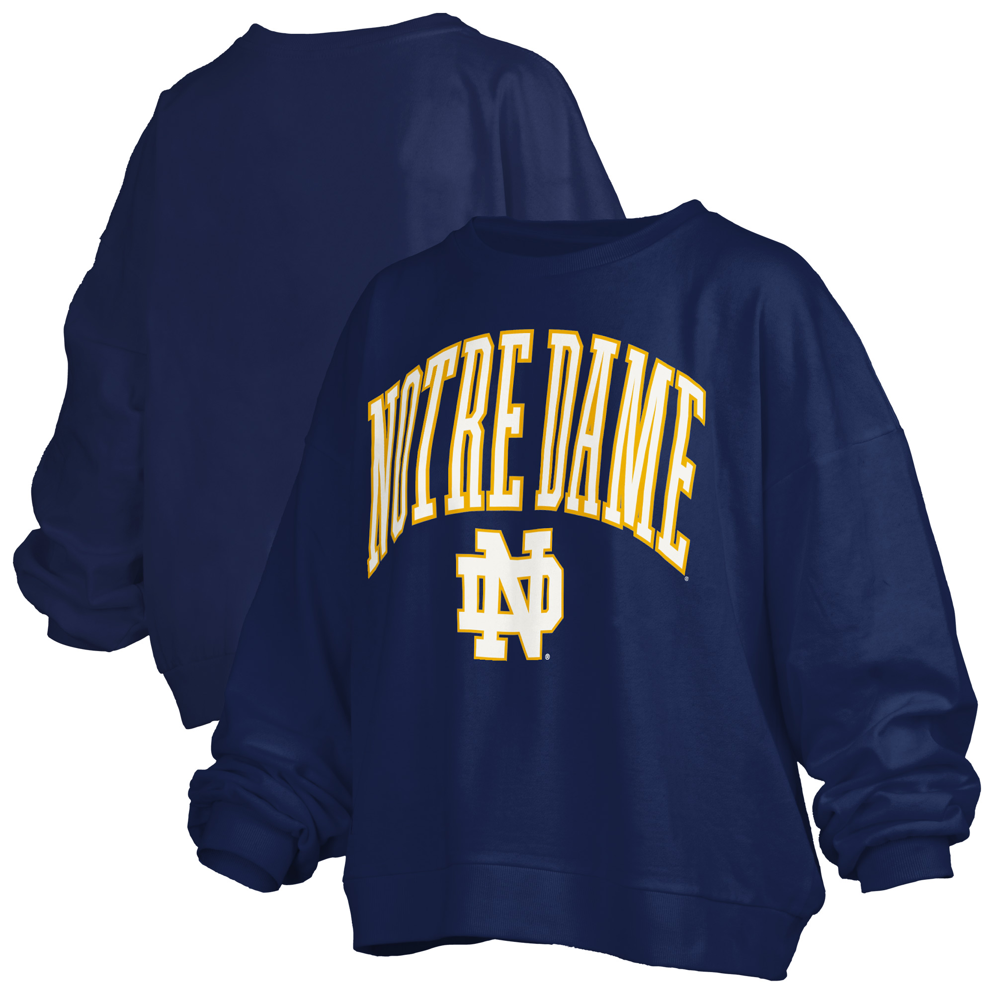 Women's Pressbox  Navy Notre Dame Fighting Irish Plus Size Nelson Janise Sweatshirt