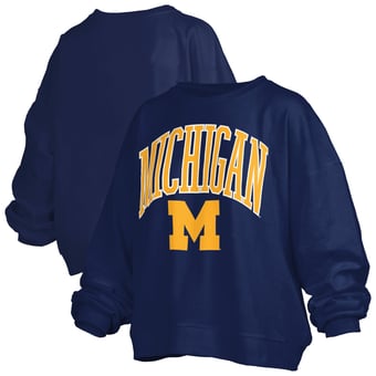 Women's Pressbox  Navy Michigan Wolverines Plus Size Nelson Janise Sweatshirt