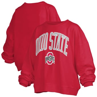 Women's Pressbox  Scarlet Ohio State Buckeyes Plus Size Nelson Janise Sweatshirt