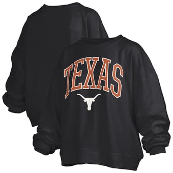 Women's Pressbox  Black Texas Longhorns Plus Size Nelson Janise Sweatshirt