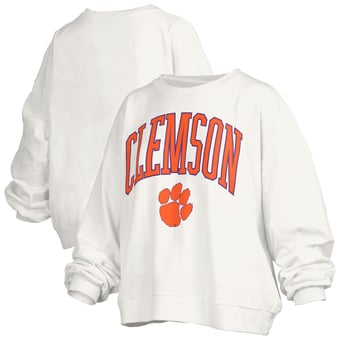 Women's Pressbox  White Clemson Tigers Plus Size Nelson Janise Sweatshirt