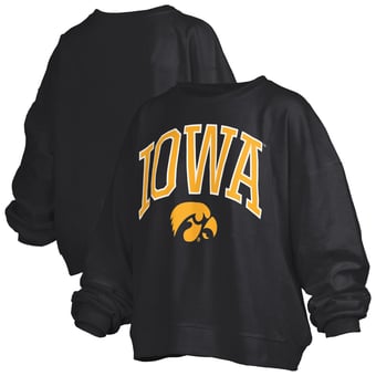 Women's Pressbox  Black Iowa Hawkeyes Plus Size Nelson Janise Sweatshirt