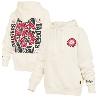 Women's Pressbox  Cream Wisconsin Badgers Elena Janise Hoodie