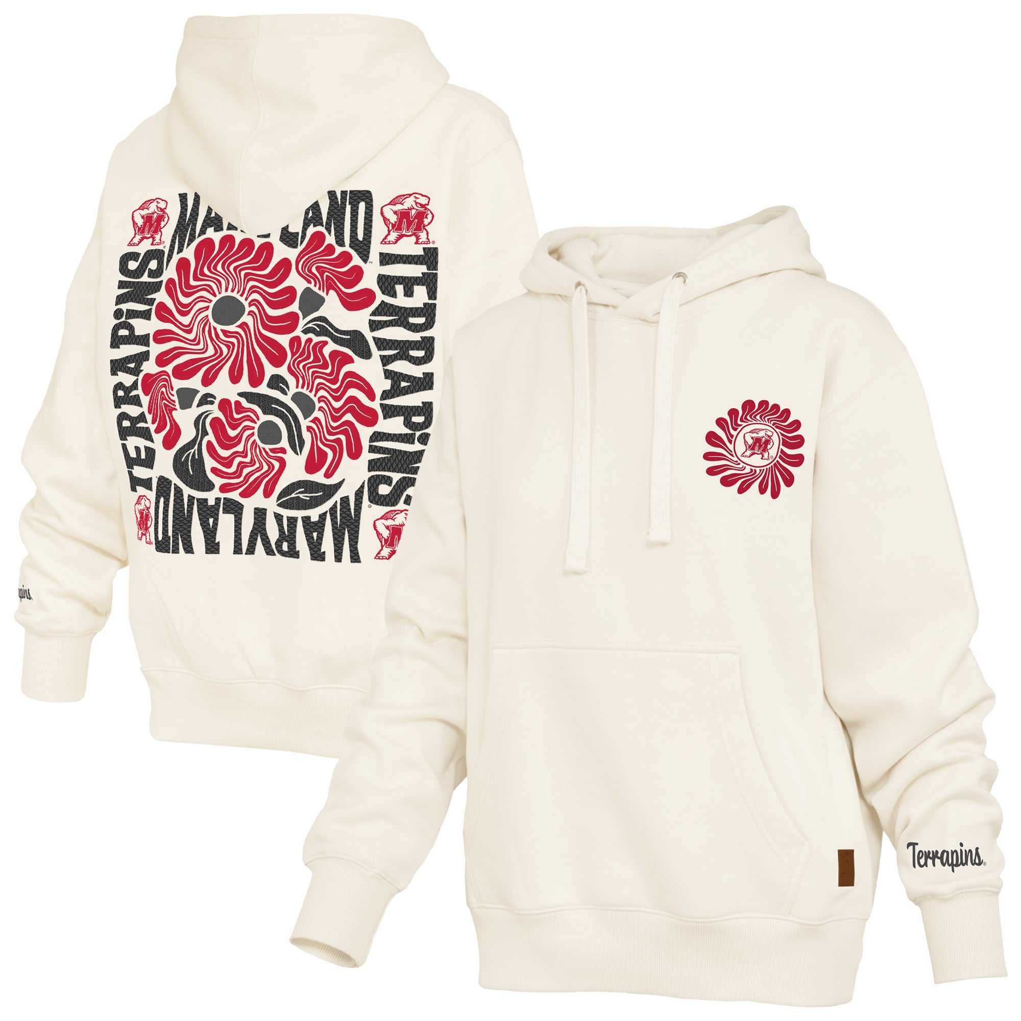 Women's Pressbox  Cream Maryland Terrapins Elena Janise Hoodie