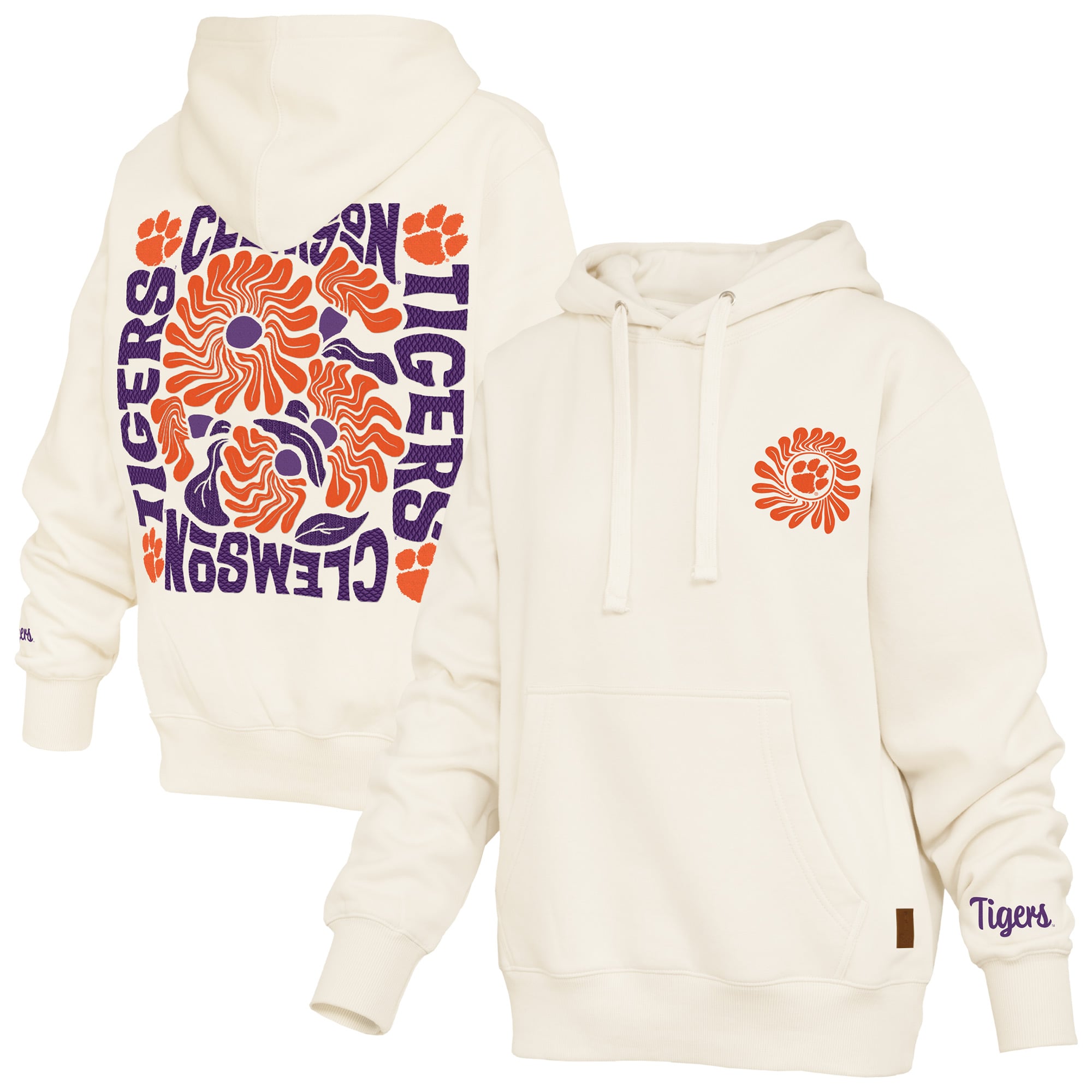 Women's Pressbox  Cream Clemson Tigers Elena Janise Hoodie