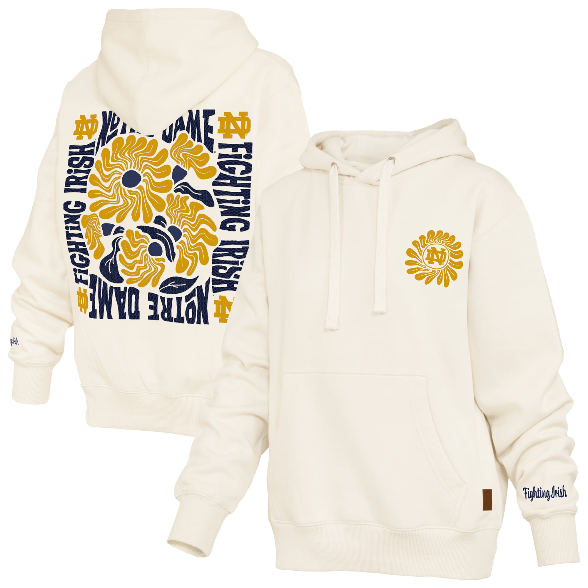 Women's Pressbox  Cream Notre Dame Fighting Irish Elena Janise Hoodie