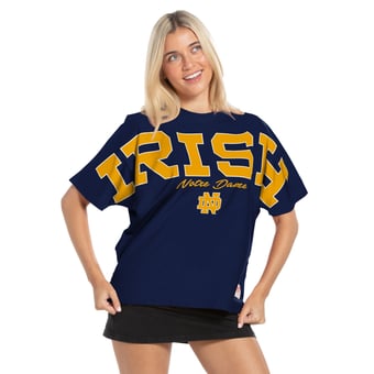 Women's Pressbox  Navy Notre Dame Fighting Irish Flannigan Oversized T-Shirt