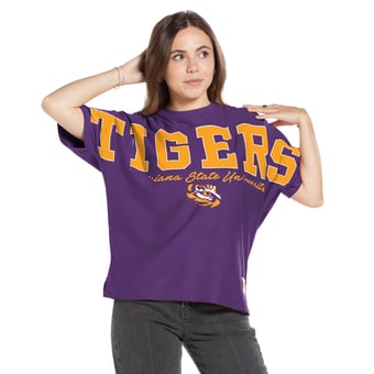 Women's Pressbox  Purple LSU Tigers Flannigan Oversized T-Shirt