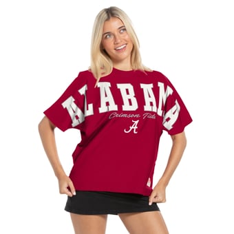 Women's Pressbox  Crimson Alabama Crimson Tide Flannigan Oversized T-Shirt