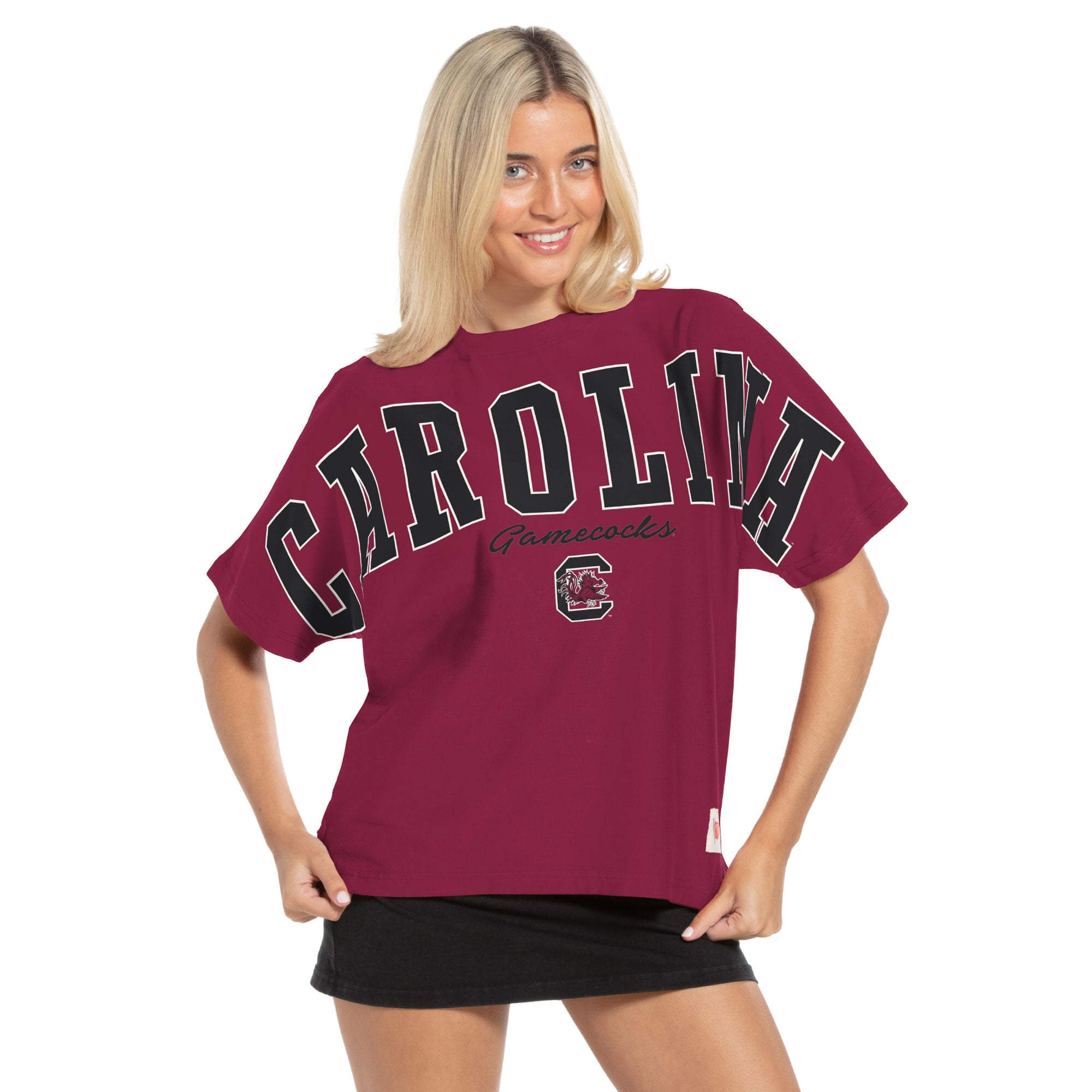 Women's Pressbox  Garnet South Carolina Gamecocks Flannigan Oversized T-Shirt