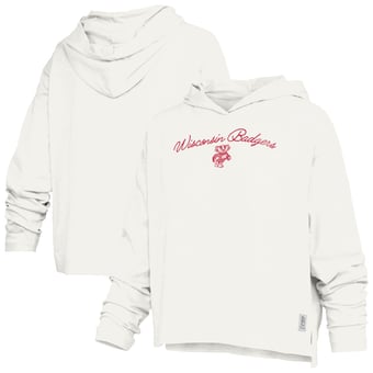 Women's Pressbox  White Wisconsin Badgers Faye Long Sleeve Hooded Slub T-Shirt