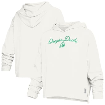 Women's Pressbox  White Oregon Ducks Faye Long Sleeve Hooded Slub T-Shirt