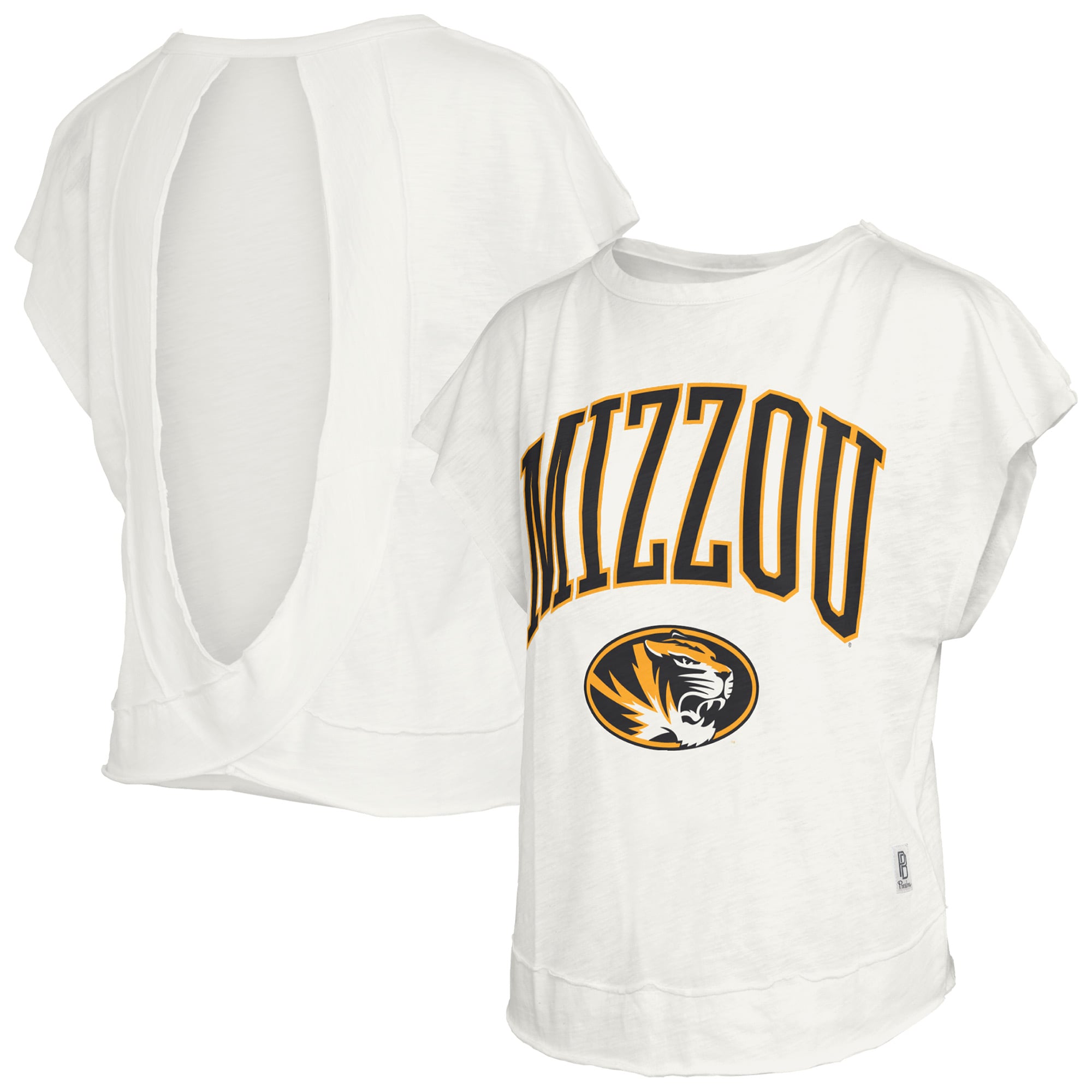 Women's Pressbox  Cream Missouri Tigers Nelson Movement Open Back Slub T-Shirt