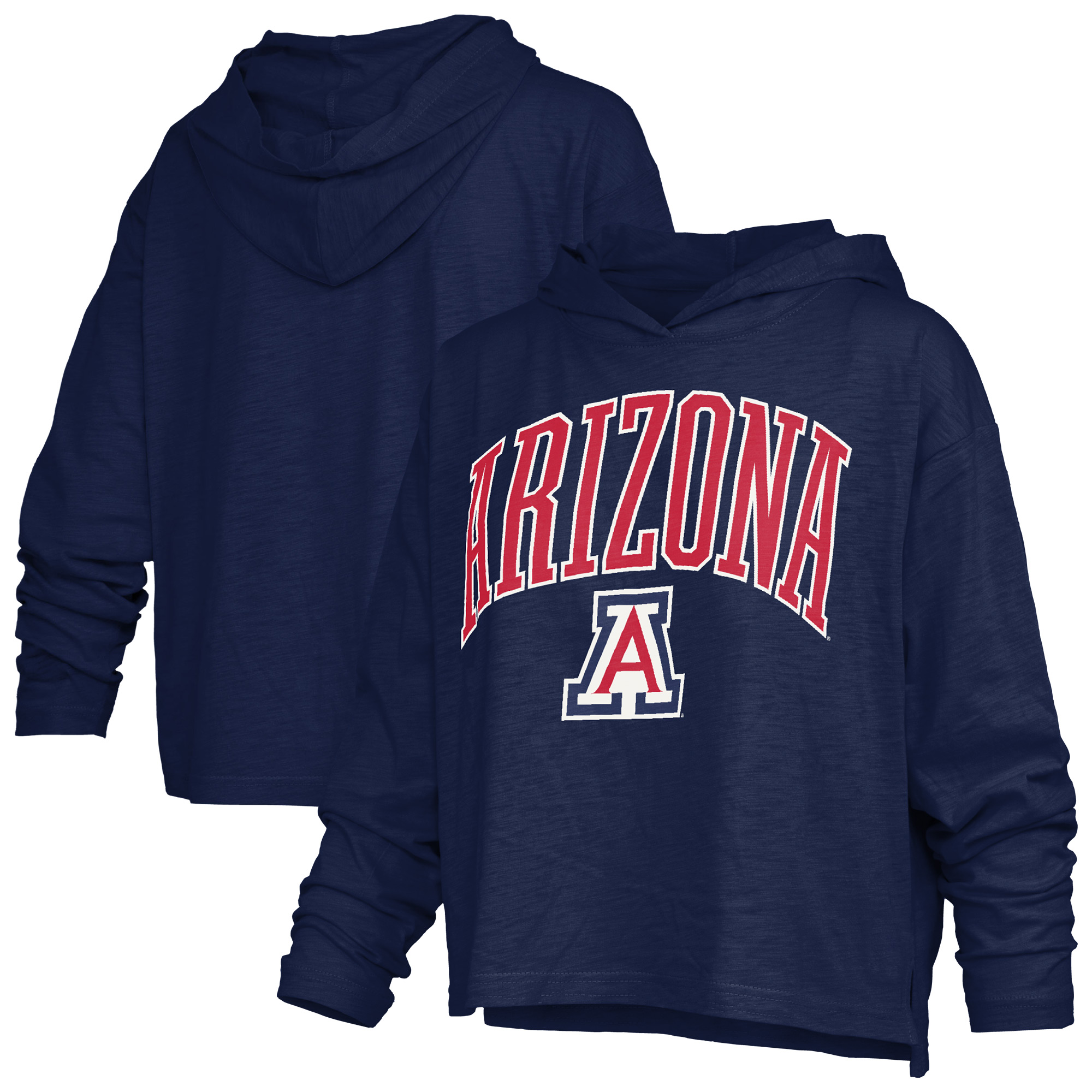 Women's Pressbox  Navy Arizona Wildcats Nelson Arch Over Logo Long Sleeve Hooded Slub T-Shirt