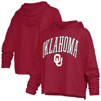 Women's Pressbox  Crimson Oklahoma Sooners Nelson Arch Over Logo Long Sleeve Hooded Slub T-Shirt