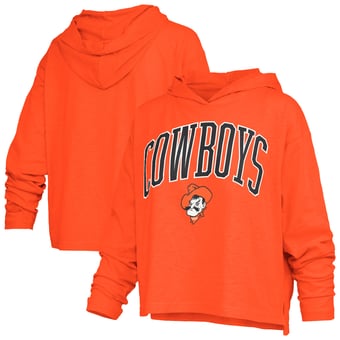 Women's Pressbox  Orange Oklahoma State Cowboys Nelson Arch Over Logo Long Sleeve Hooded Slub T-Shirt
