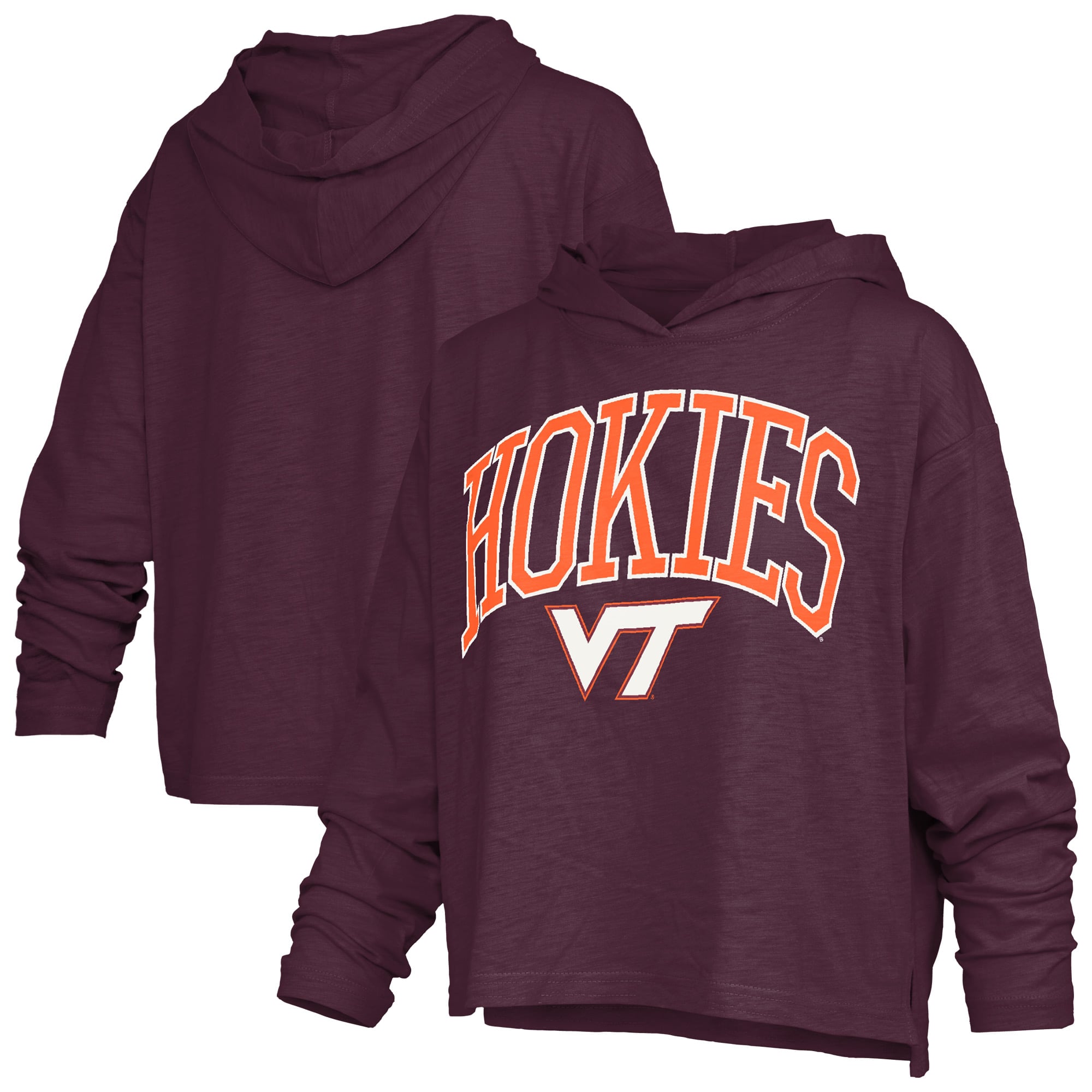 Women's Pressbox  Maroon Virginia Tech Hokies Nelson Arch Over Logo Long Sleeve Hooded Slub T-Shirt