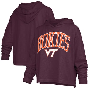 Women's Pressbox  Maroon Virginia Tech Hokies Nelson Arch Over Logo Long Sleeve Hooded Slub T-Shirt