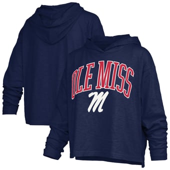 Women's Pressbox  Navy Ole Miss Rebels Nelson Arch Over Logo Long Sleeve Hooded Slub T-Shirt