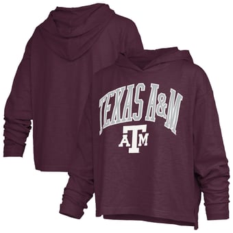 Women's Pressbox  Maroon Texas A&M Aggies Nelson Arch Over Logo Long Sleeve Hooded Slub T-Shirt