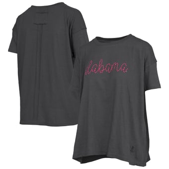 Women's Pressbox  Heather Black Alabama Crimson Tide Swirl Script Twisted Team Color Stitched Oversized T-Shirt
