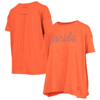 Women's Pressbox  Heather Orange Florida Gators Swirl Script Twisted Team Color Stitched Oversized T-Shirt