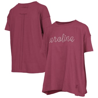 Women's Pressbox  Heather Garnet South Carolina Gamecocks Swirl Script Twisted Team Color Stitched Oversized T-Shirt
