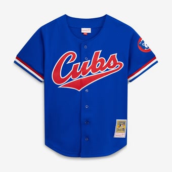 Men's Mitchell & Ness Ryne Sandberg Royal Chicago Cubs Cooperstown Collection 1996 Mesh Batting Practice Button-Up Jersey