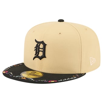 Men's New Era Light Beige Detroit Tigers Two-Tone Embroidered Visor 59FIFTY Fitted Hat