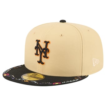 Men's New Era Light Beige New York Mets Two-Tone Embroidered Visor 59FIFTY Fitted Hat