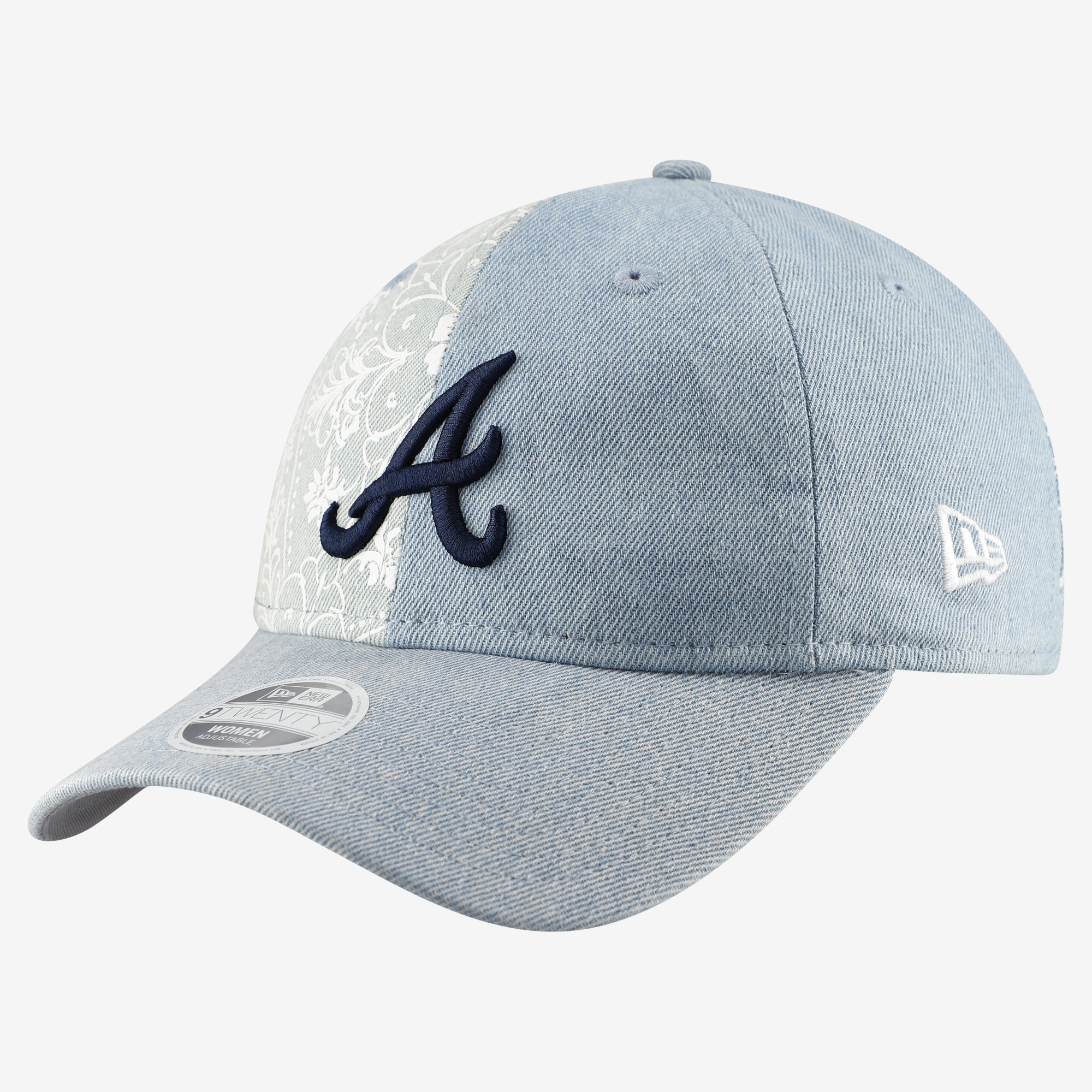 Women's New Era  Atlanta Braves Denim Patchwork 9TWENTY Adjustable Hat