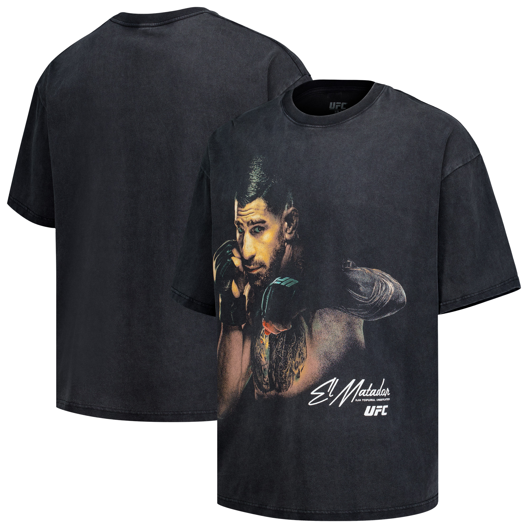 Men’s Black Ilia Topuria Front And Center T-Shirt Men’s Black Ilia Topuria Front And Center T-Shirt